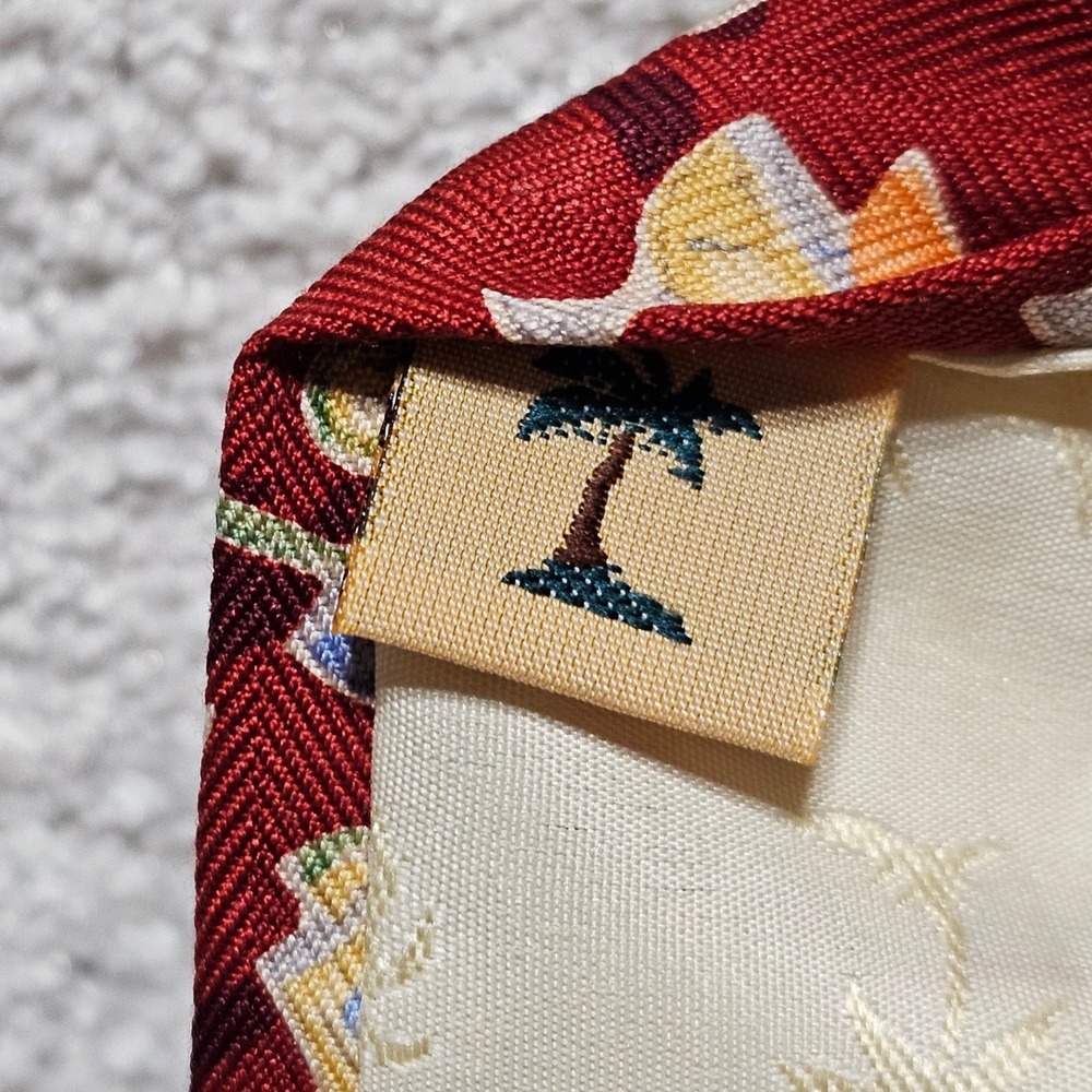 Tommy Bahama Mens Silk Cocktail Drink Print Necktie Burgundy - Picture 3 of 8